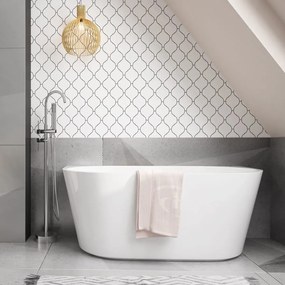 Wanna wolnostojąca przyścienna biała akrylowa WALL 170 x 75 cm z przelewem chromowanym | Możliwa opcja Go Color : Wybierz swój kolor - biały