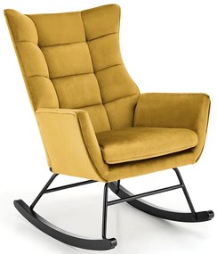 Musztardowy welwetowy fotel bujany N3-R07