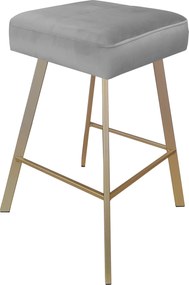 Hoker MAX krzesło barowe tkanina Welur podstawa metalowa : Kolor nogi - Złota profil, Kolor tkaniny - VELVET - MG17, Typ siedziska - Siedzisko stałe