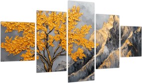 Obraz – Złote drzewo w górach (125x70 cm)