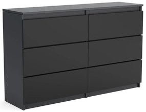 Duża komoda 6 SZUFLAD Szafka 120 cm ARIA Antracyt/Czarny