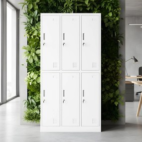 Szafka socjalna ubraniowa BHP biała: 6-drzwiowa IGOR 900 x 1850 x 450 mm