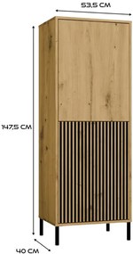 Wąska komoda z lamelami na nóżkach dąb artisan - Valdi 5X