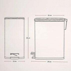 Wąski kosz łazienkowy VEDA, 5 l