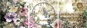 Obraz - Designerskie kwiaty (z zegarem) (90x30 cm)
