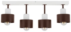 Brązowo-biała lampa sufitowa, czteropunktowy spot DBR60x7WE z drewna i