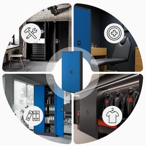 Biurowa szafa metalowa na akta JAN, 900 x 1850 x 400 mm, antracytowo-niebieska