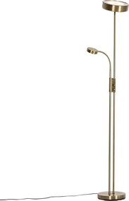 Lampa stojąca brązowa z LED i ściemniaczem z lampką do czytania - Kelso