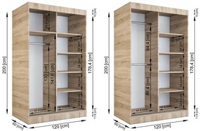 Szafa przesuwna antracyt + dąb sonoma 120 cm Andera