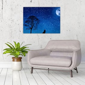 Obraz wilka wyjącego do księżyca (70x50 cm)
