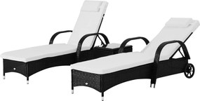 Outsunny leżak ogrodowy leżak 3-częściowy zestaw mebli ogrodowych technorattan 4 kolory