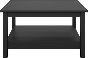 Kwadratowy stolik kawowy z półką Madrid czarny mat