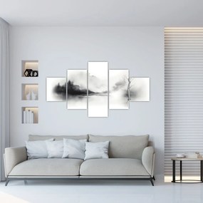 Obraz - Malowany tuszem krajobraz (125x70 cm)