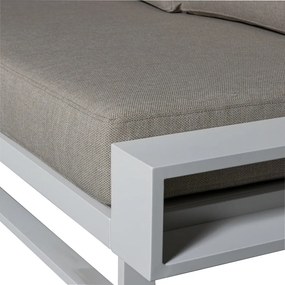 Biało-szara aluminiowa sofa ogrodowa (lewostronna) Flint – Exotan