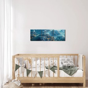 Obraz - Widok z kosmosu (z zegarem) (90x30 cm)