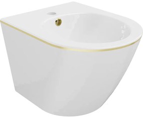 Mexen Lena bidet wiszący, biały/złoty linia - 35224805