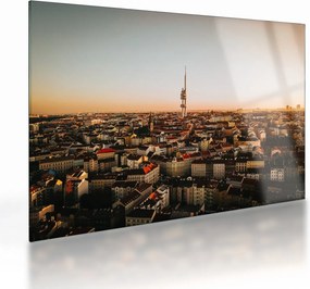 Obraz na szkle zachodu słońca nad Žižkov (70x50 cm)