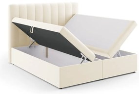 Beżowe łóżko boxspring ze schowkiem 180x200 cm Gina – Milo Casa