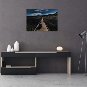Obraz na szkle - drewniana ścieżka o zmierzchu (70x50 cm)