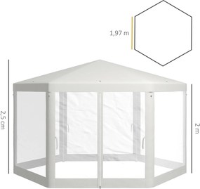 Outsunny Pawilon Ogrodowy, 6-Kątny, Moskitiery, Stelaż Metalowy, 3,94x3,412x2,5m, Kremowy