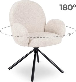 Krzesło Tapicerowane Obrotowe do Salonu MUSSO Beżowe Nowoczesne