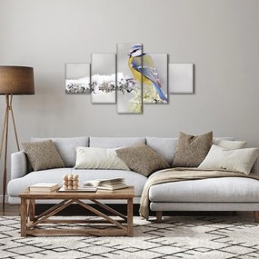 Obraz - Sikora modraszka w lesie (125x70 cm)