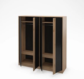 Czarno-naturalna szafa w dekorze dębu 180x197,5x53 cm Dennis – Marckeric