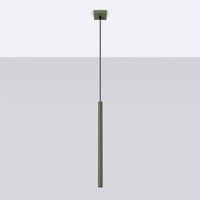 Lampa wisząca nowoczesny Brill, stal - 1 źródło światła 4000K - L.8 x H.114 cm - zielony oliwkowy