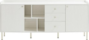 Komoda 2-drzwiowa z 3 szufladami i 4 szufladami  - Biało-złota - LUNAOR