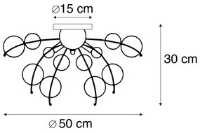 Lampa sufitowa czarna z przydymionym szkłem 50 cm 4-punkty - ExplodeDesignerski Oswietlenie wewnetrzne