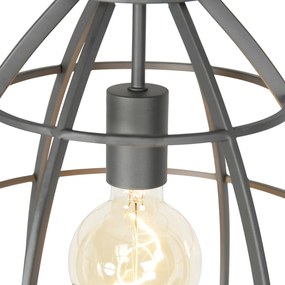 Industrialna lampa wisząca ciemnoszara z drewnem 34 cm - Arthur
