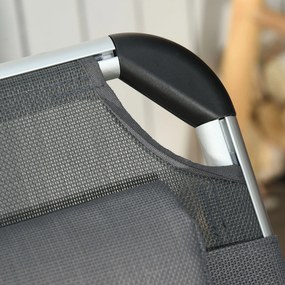 Outsunny Składana leżanka ogrodowa z poduszką - Krzesło z regulowanym oparciem do 120 kg, idealne do parku, ogrodu, na zewnątrz, Szary