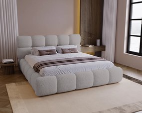 BESILIO Nowoczesne łóżko z pojemnikiem i stelażem 140x200 Boston - modne łóżko sypialniane- Jasnoszary