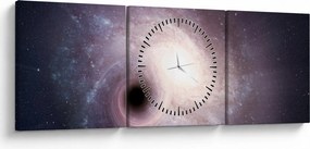 Obraz - Galaktyki spiralne (z zegarem) (90x30 cm)