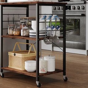 Szafka mobilna na kółkach brązowa stolik śniadaniowy wózek kuchenny 60cm