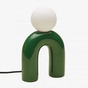 Lampa Stołowa Ceramiczna 30cm Ze Szklaną Kulą Margot Jolly Green - Sklum