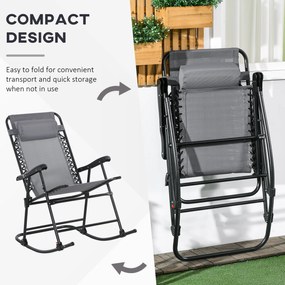 Outsunny Fotel Bujany na Zewnątrz, odporny na pogodę, składany, z Poduszką, do 120 kg, Jasnoszary