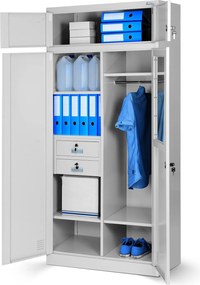 Wielokomorowa szafa socjalna Borys 90x50x185 cm szara