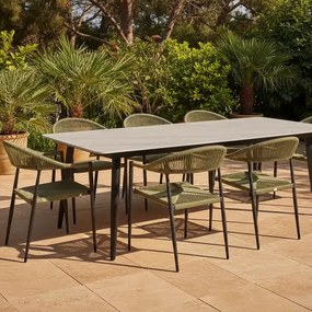 Krzesło Ogrodowe Grafitowe 56x60x78 cm Plecione Zielone Sznurki Nowoczesne