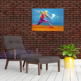 Obraz na szkle - Malowany tenisista (70x50 cm)