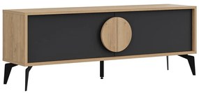 Czarna szafka pod TV w dekorze dębu 140x51 cm Vae – Marckeric
