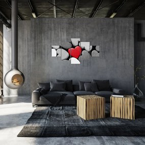 Obraz drewnianych serc (125x70 cm)