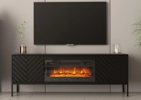 Szafka RTV z kominkiem Aspen 02 czarna 180 cm