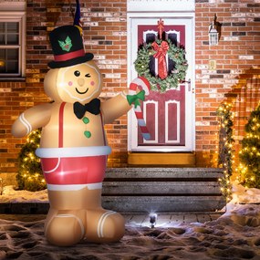 Outsunny Nadmuchiwane weihnachtsfiguren Nadmuchiwany ludzik piernikowy, 2 m, z dmuchawą, Wielokolorowy