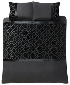 Czarna aksamitna pościel dwuosobowa 230x220 cm Lattice Cut – Catherine Lansfield