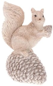 Zimowa dekoracja Wiewiórka z szyszką, żywica poliestrowa