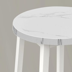 Taboret barowy hoker - marmur / nogi białe