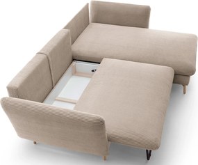 Sztruksowa kanapa narożna rozkładana cappuccino L7-F96