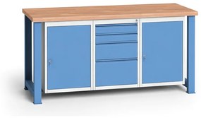 Stół warsztatowy KOVONA, 2 szafki wiszące i 4 szuflady na narzędzia, bez regulacji, 1700 mm