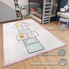 Biało-różowy dywan dziecięcy 160x235 cm Bouncy – Hanse Home